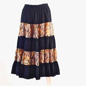 Ann Green 1970's Full Circle Skirt With Semi-Sheer Animal Print Layers